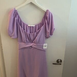 Altar’d State XXL Lilac Twist-Waist Puff Sleeve Dress